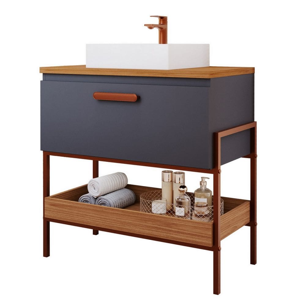 Armário Para Banheiro 80cm Mdf Porta E Prateleira Titanium