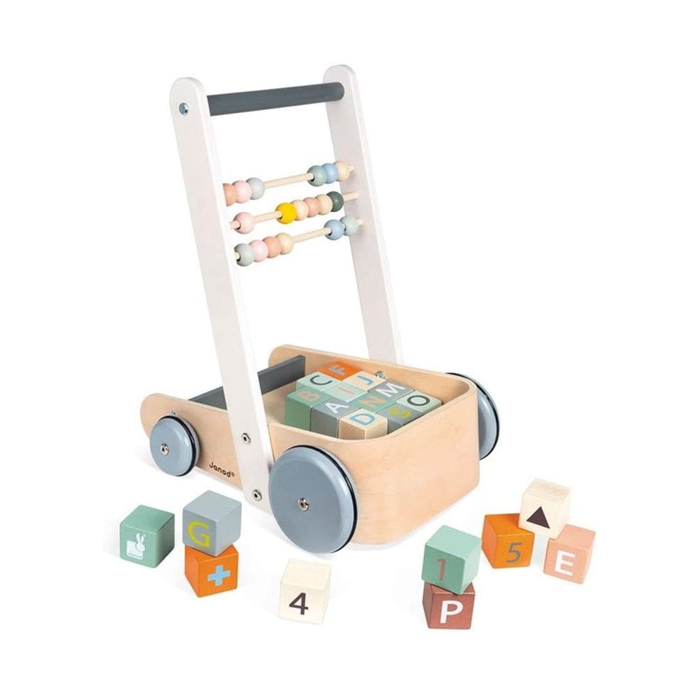 Andador de Empurrar de Madeira ABC Rodas Emborrachadas - Janod