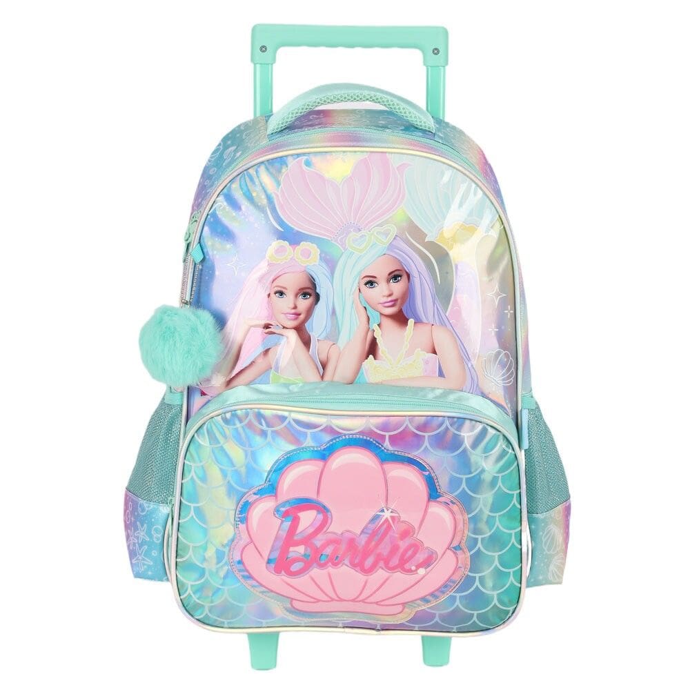 Mochila de Rodinha Infantil - Barbie Sereia Holográfica - Luxcel