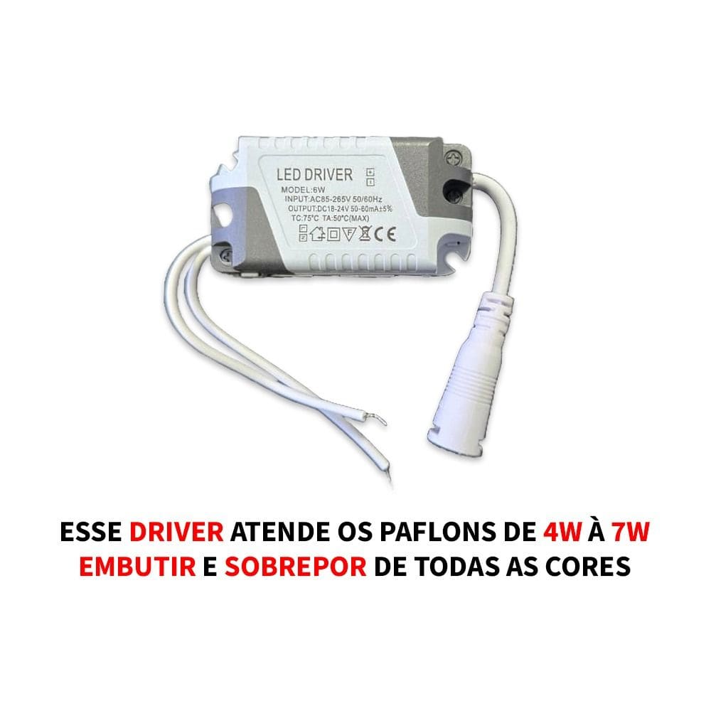 Driver Led Reator Fonte Para Plafon 4w-6w Bivolt DriverLed
