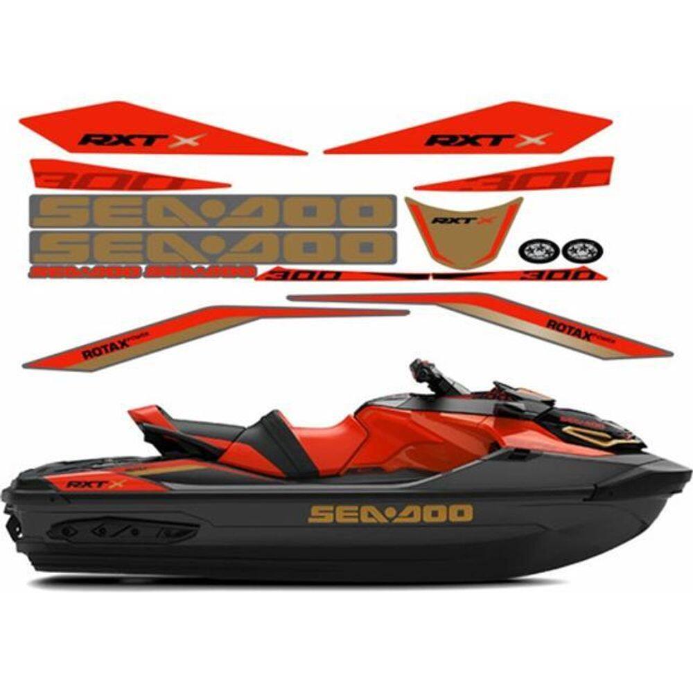 Kit Adesivos Vermelho E Dourado Seadoo Rxt X 300 2020