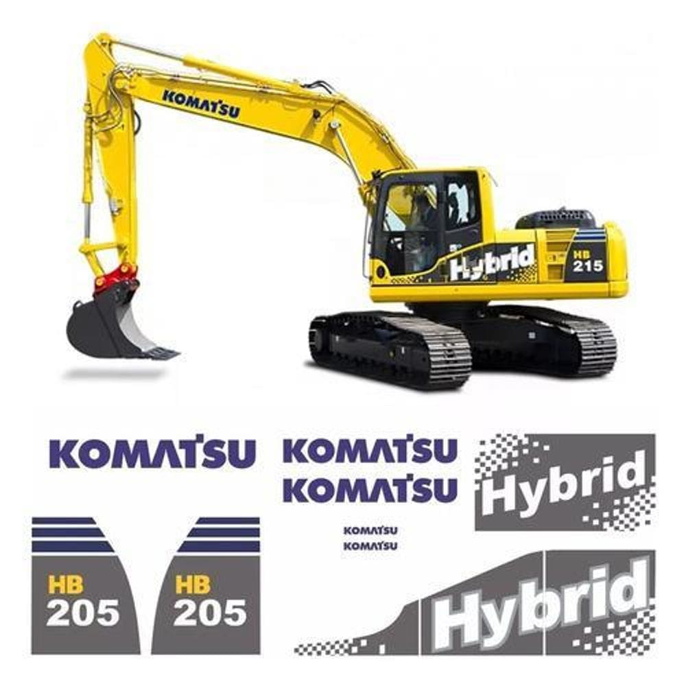 Kit Adesivo Compatível Escavadeira Komatsu Hb 205 Hybrid