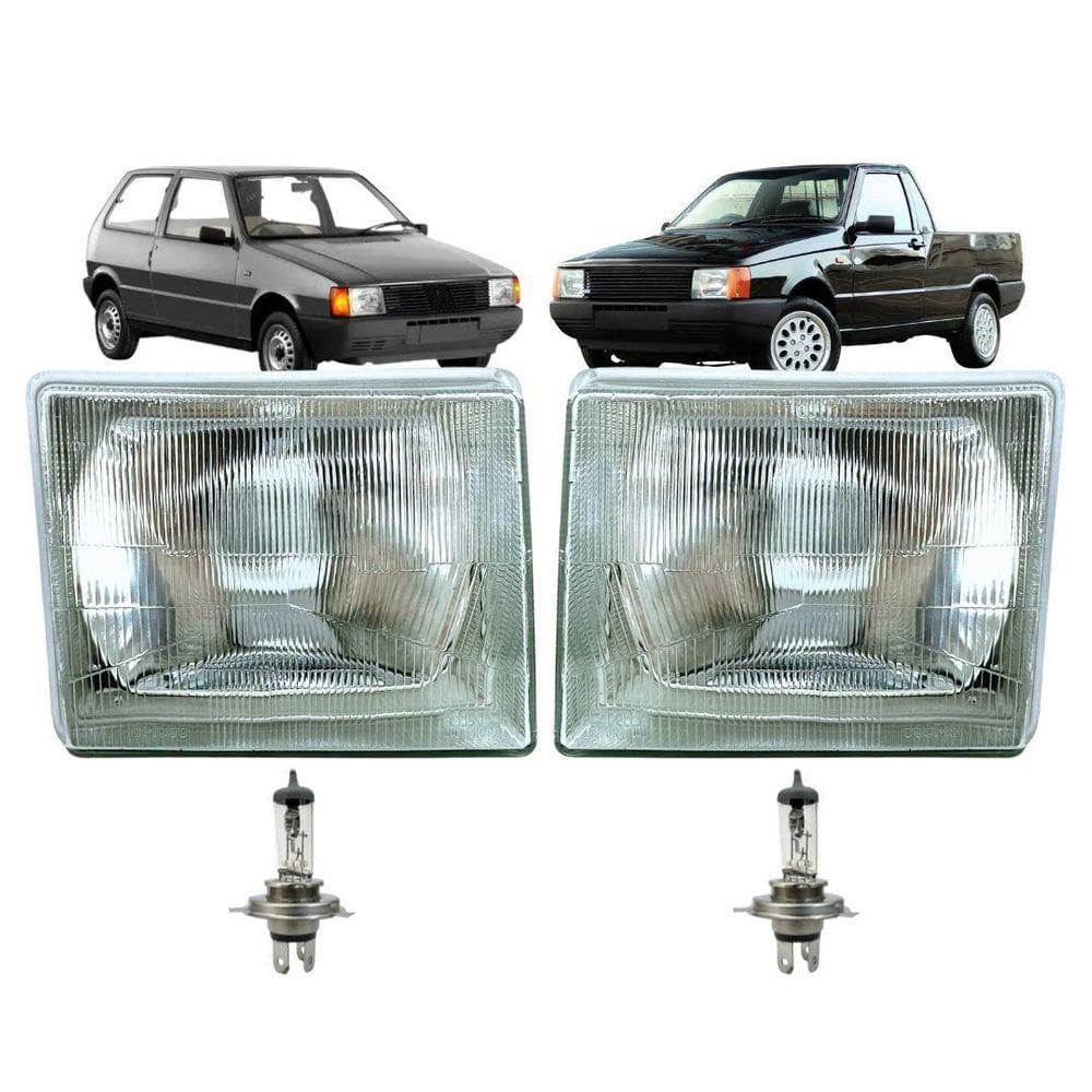 Par Farol Para Fiat Uno Fiorino 1984 A 1990 Lente Vidro
