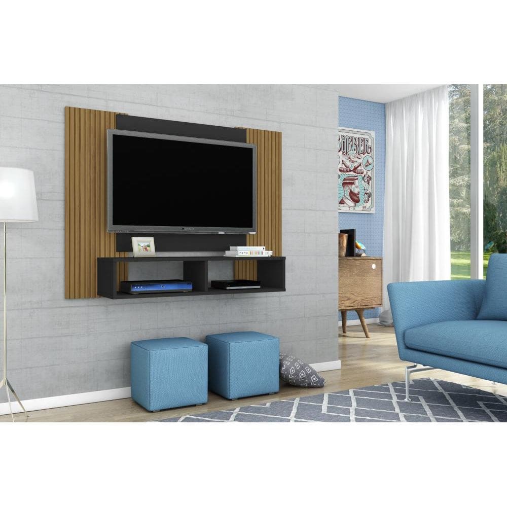 Painel Navi Preto Fosco/ Ripado - Móveis Bechara