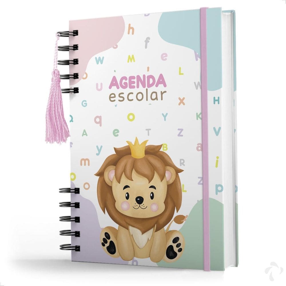 Agenda Creche Infantil Capa Dura Cuidado Diário Menina Leão