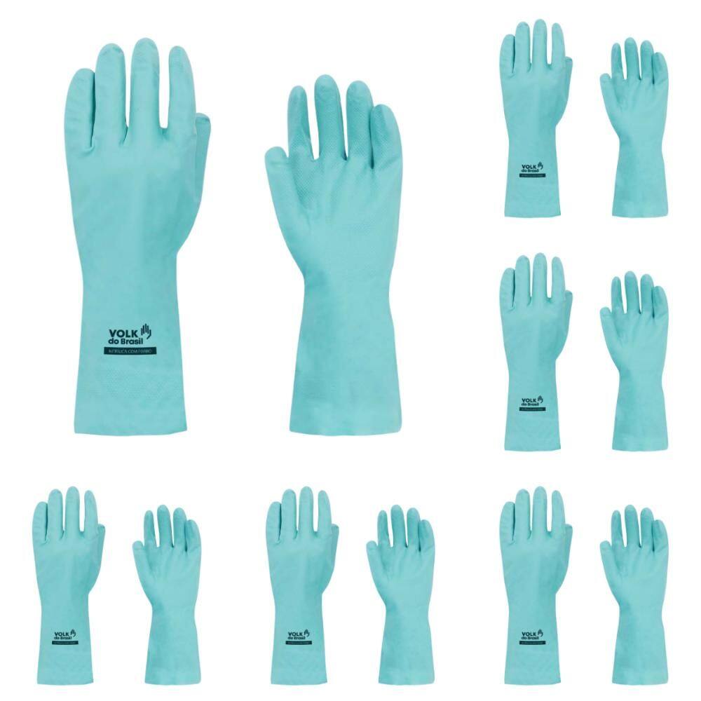 Kit 24 Luva de Segurança Antiderrapante Nitrílica Com Forro Nitri Slim Volk