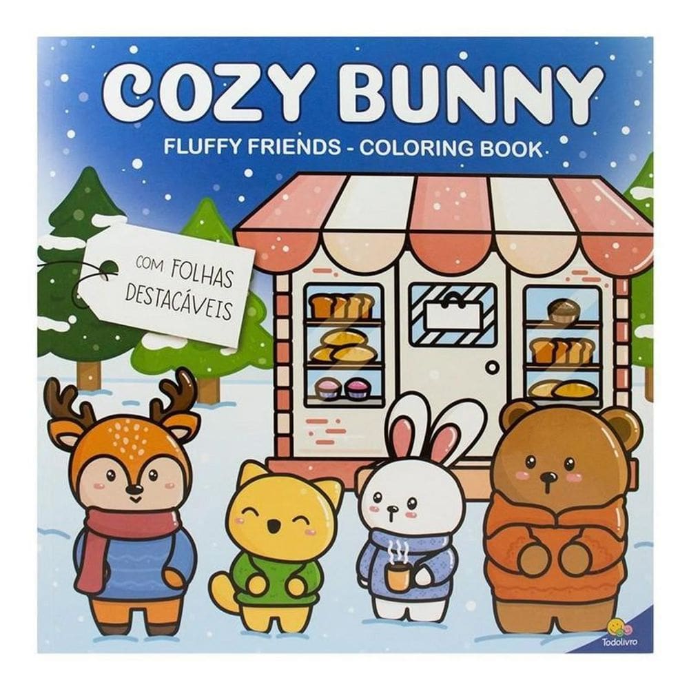 Livro Fluffy Friends - Coloring Book - Cozy Bunny -Todolivro
