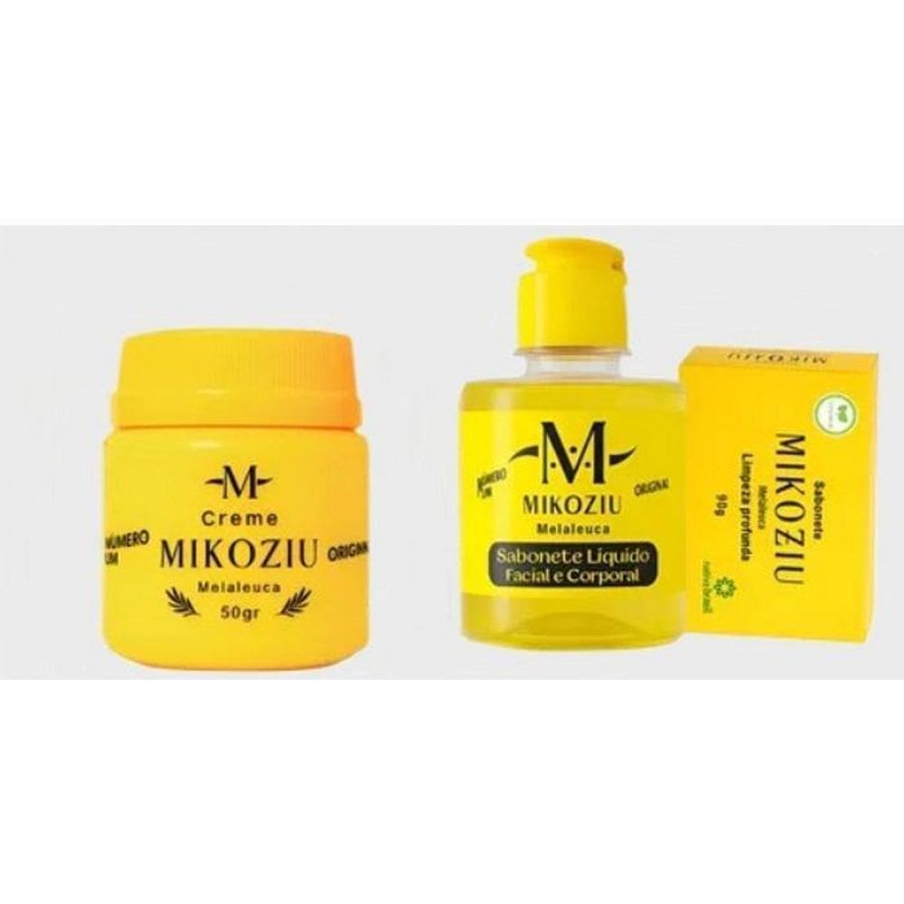 Kit Mikoziu Sabonete 90G + Creme Em Barra 50G + Sabonete Liq