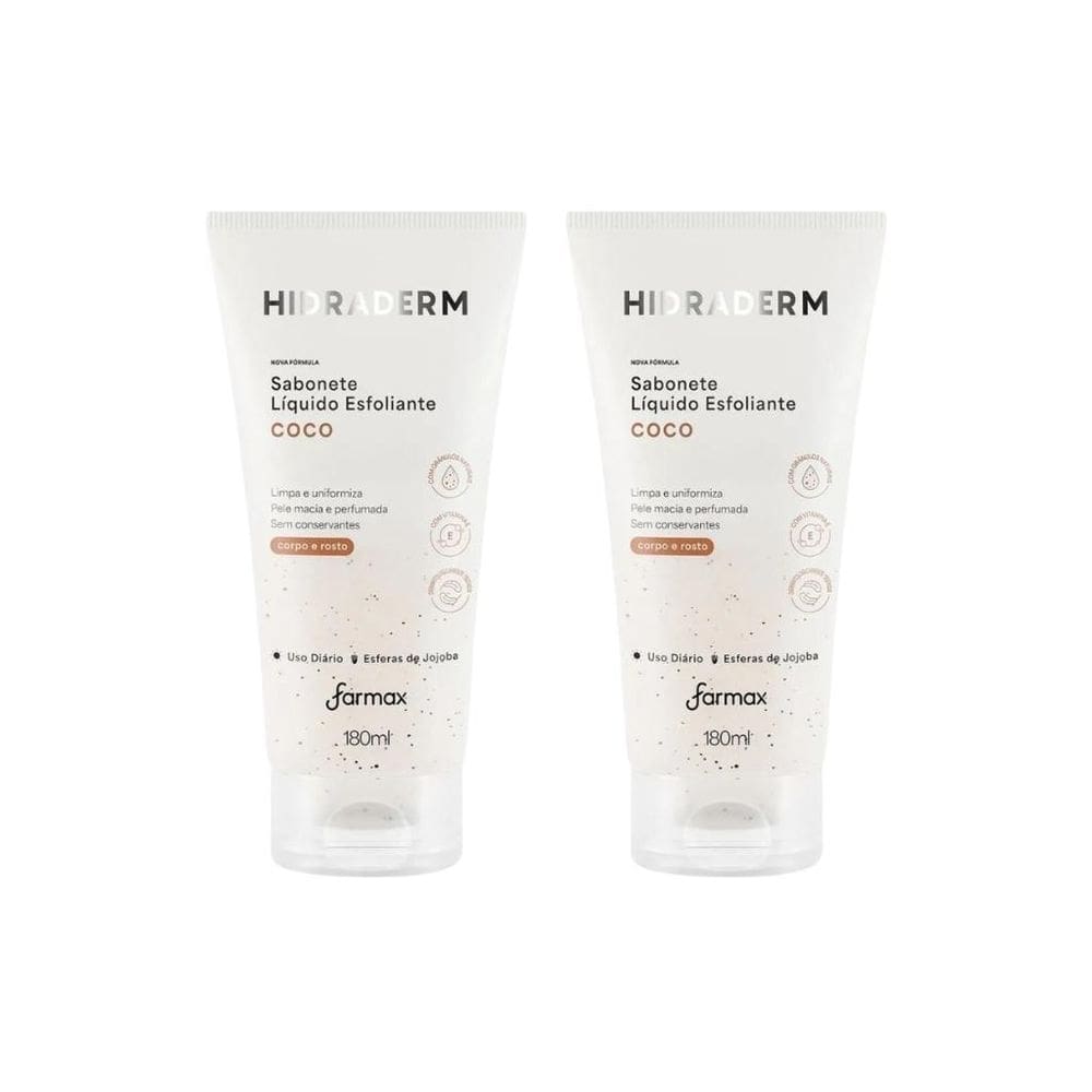 Sabonete Liquido Hidraderm 180Ml Esfoliante Coco-Kit C/2Un