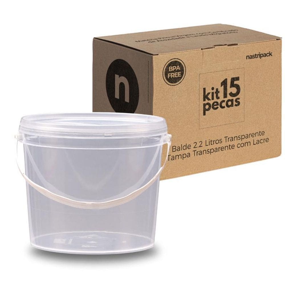 Balde Para Amaciante 2.2L Transparente - Kit 15 Pçs