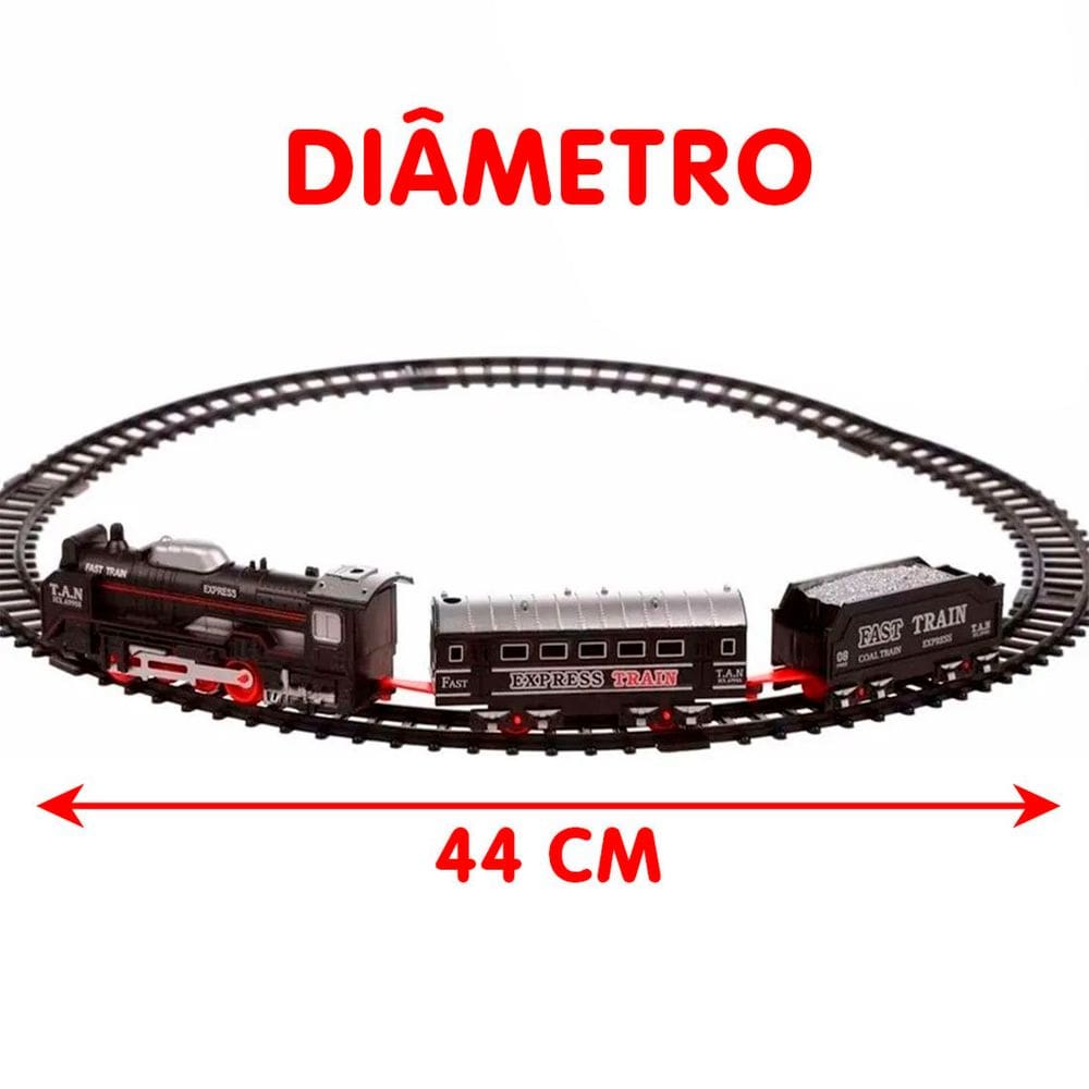 Brinquedo Trem Locomotiva Natal Trilho Elétrico De 44cm 9pçs