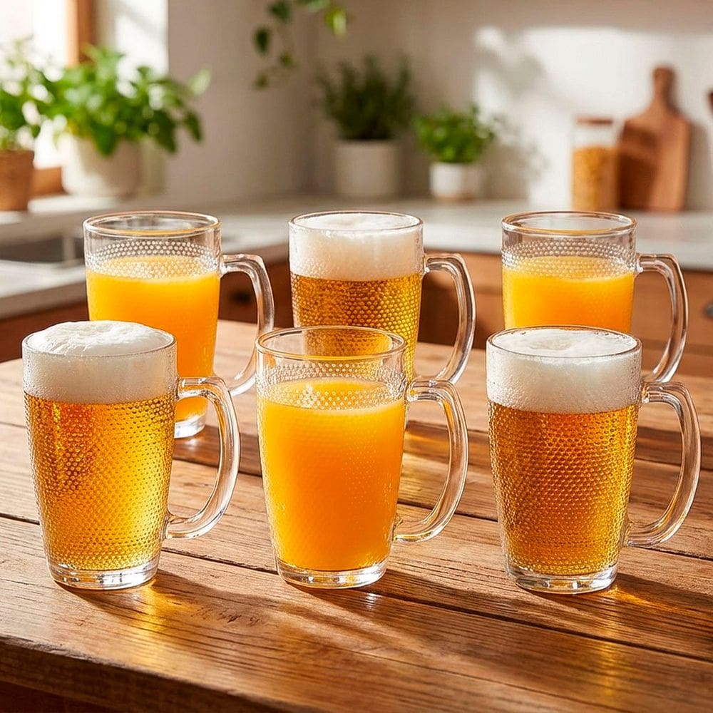 Jogo Canecas Chopp Copos De Vidro De 316ml Conjunto Kit 6pçs