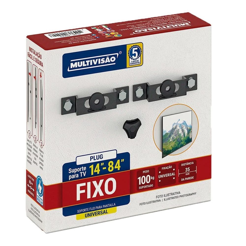 Suporte Para Televisão Plug De 14 À 84 Polegadas Até 100kg