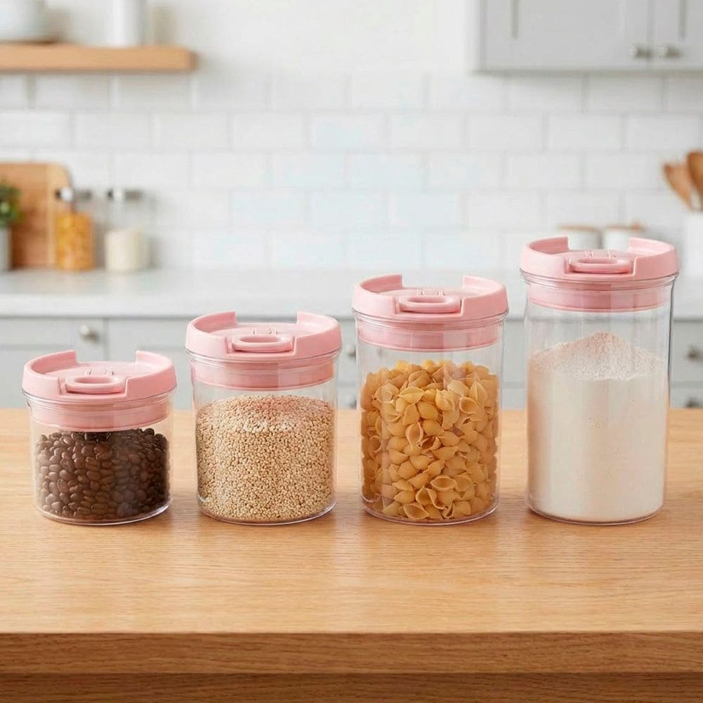 Potes Porta Mantimentos Hermético Redondo Conjunto Kit 4pçs