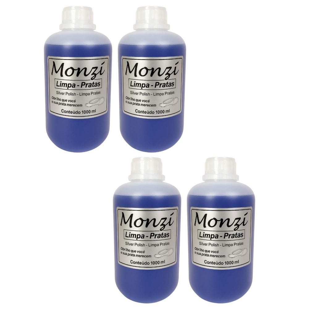 Kit 4 Limpa Prata 925 Monzi 1 Litro Grande 1000Ml Limpeza