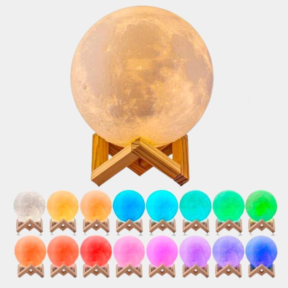Umidificador Lua Cheia 3D Luminária Com Efeito De Fases Da Lua