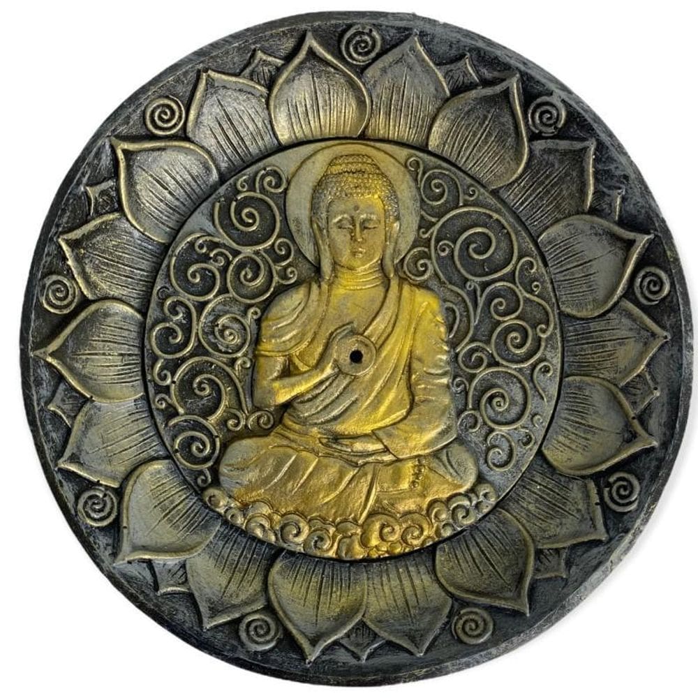 Incensário Prato Buda 12 Cm Em Resina - Escolha A Cor