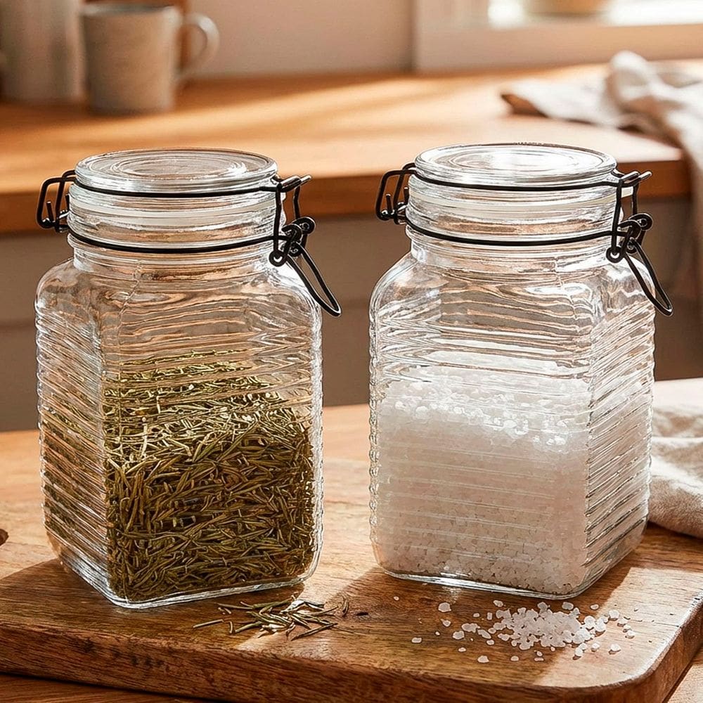 Potes Herméticos Porta Mantimentos Vidro De 1,330ml Kit 2pçs