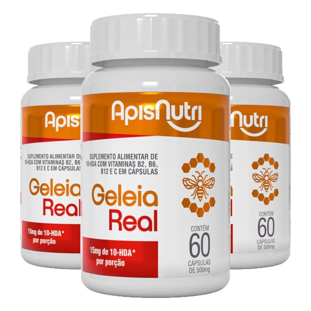 Kit 3 Geleia Real Apisnutri 60 Cápsulas