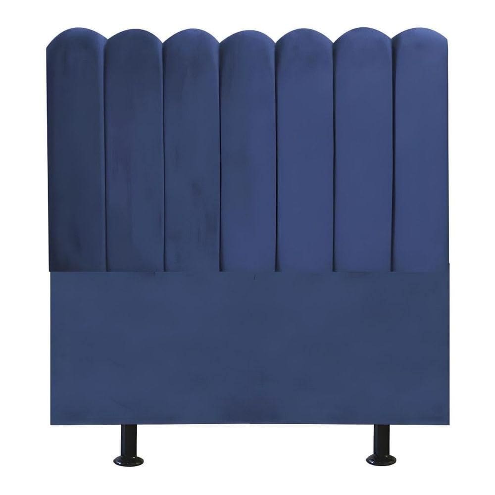 Cabeceira Nuvem Cama Solteiro 90cm Alanis Suede Azul Marinho