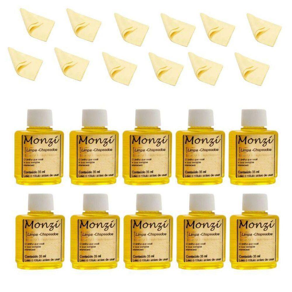 Kit 10 Limpa Chapeados Semijóias Monzi +10 Flanelas Mágicas