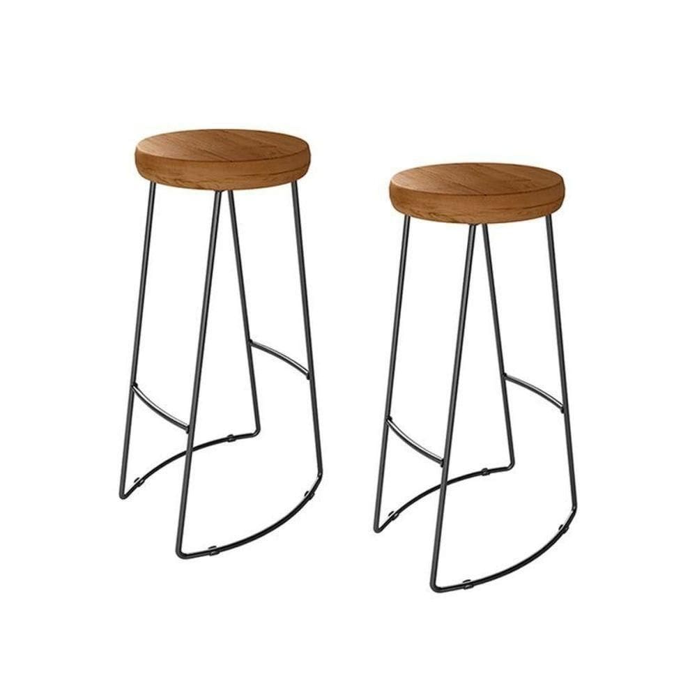 Kit 2 Banquetas Decorativas Industrial Aurora Peroba Preto