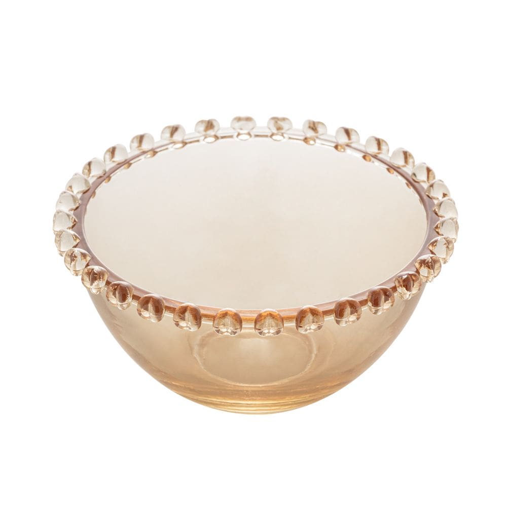Bowl Cumbuca de Cristal Coração Âmbar Metalizado 300ml 13x6,5cm Lyor