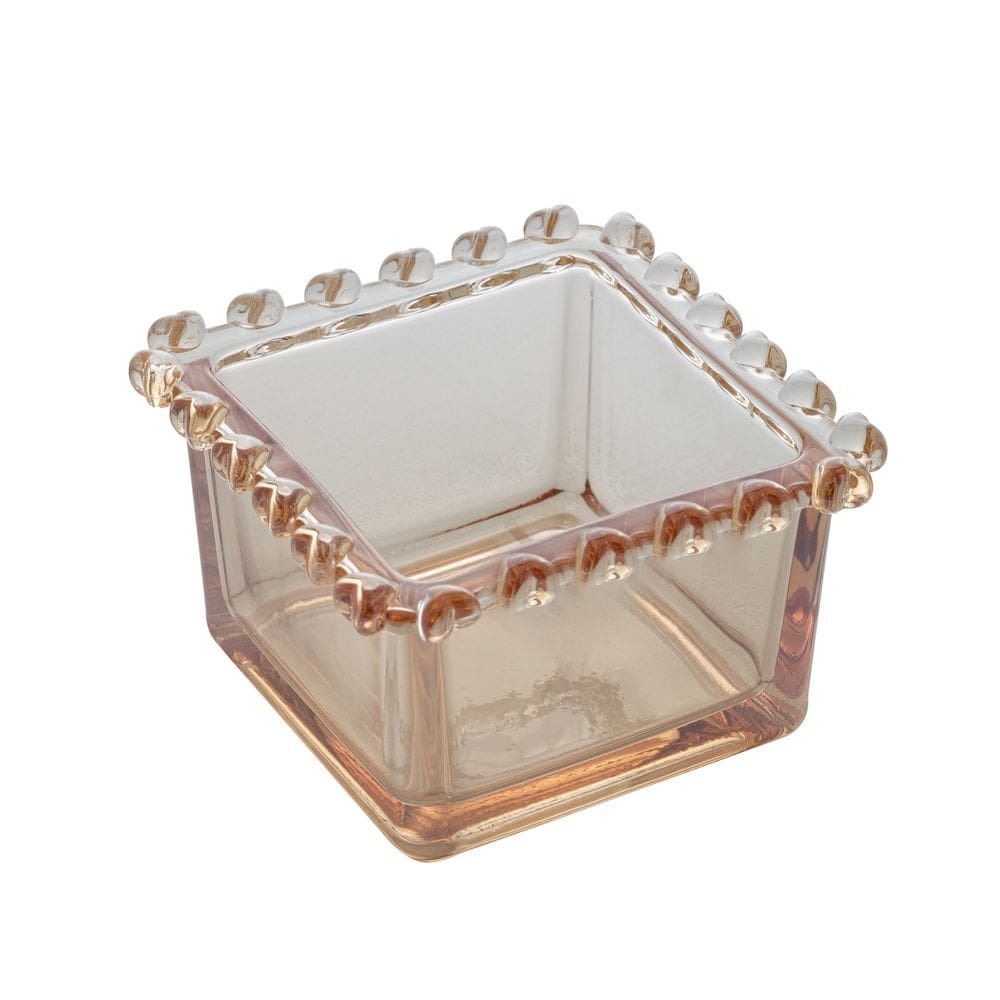 Mini Bowl Quadrado de Cristal Coração Âmbar Metalizado 130ml 8,5x5cm Lyor
