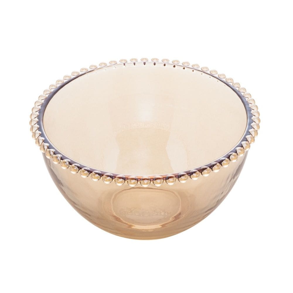Bowl Saladeira de Cristal Pearl Bolinha Âmbar 1,9 Litros 21x12cm Wolff