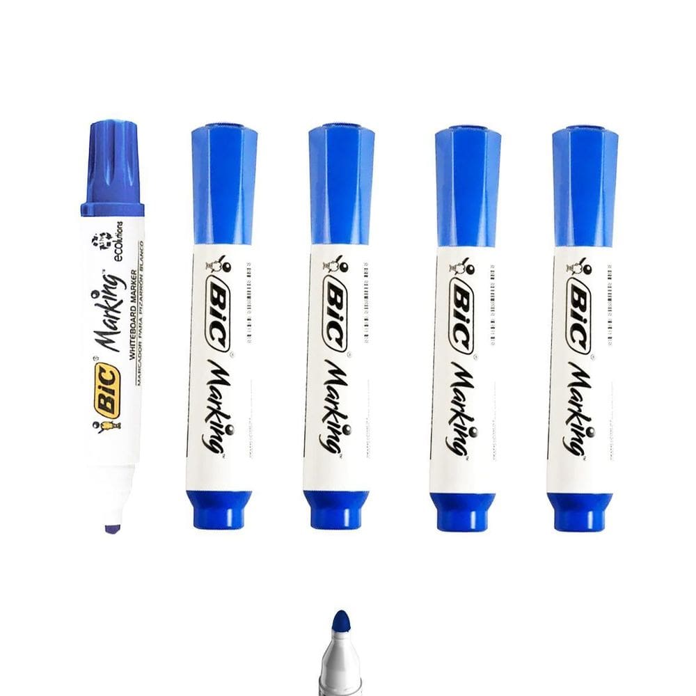 Marcador Azul Bic Marking Para Quadro Branco Kit 5