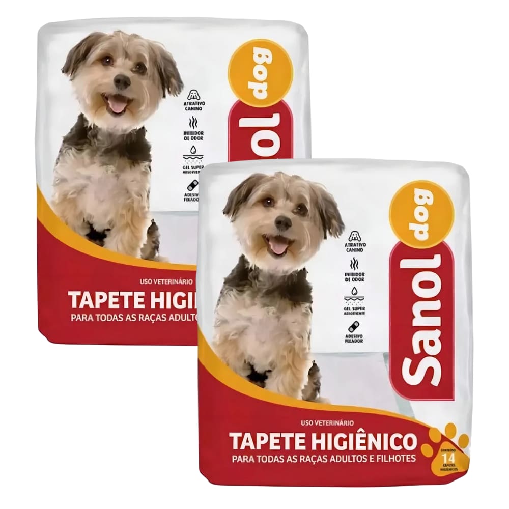 Kit 2 Tapetes Higiênico Cães 60 x 57 Sanol 14 Unidades Cada
