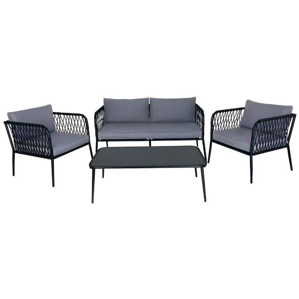 Conjunto de Mesa e Poltronas Cinza Viena MOR