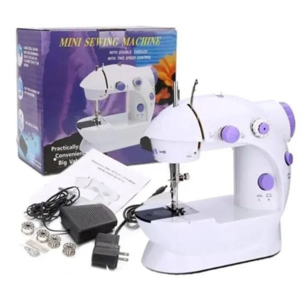 Máquina De Costura Reta Compacta Multifuncional Branca