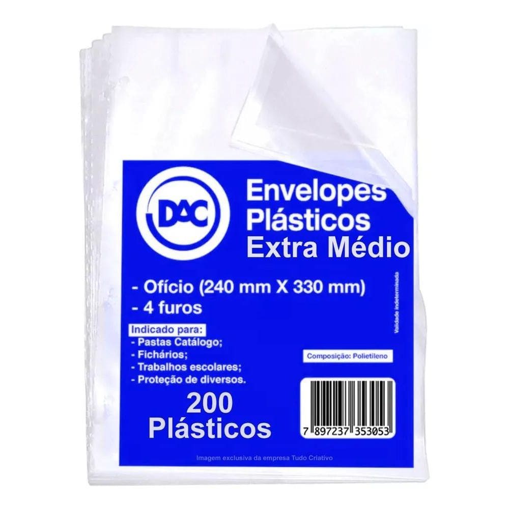 2X Envelope Plástico A4 Ofício Médio 0.12Mm - 4 Furos 200 Un