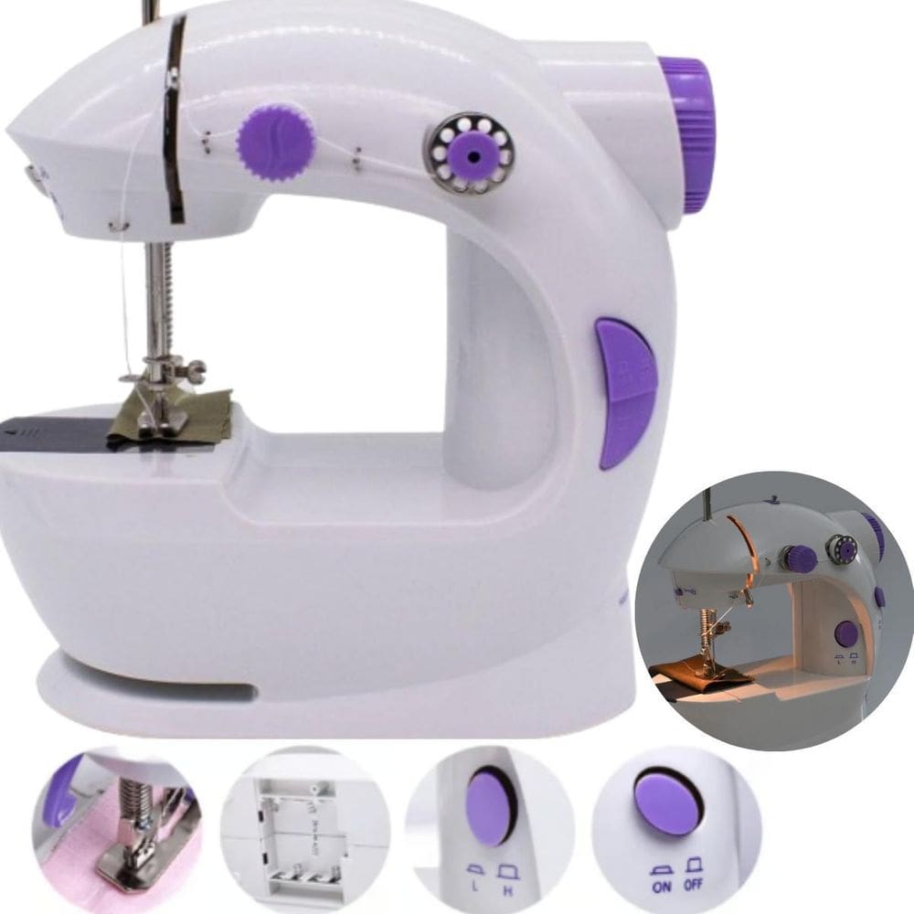 Máquina De Costura Reta Mini Com Pedal Rosa