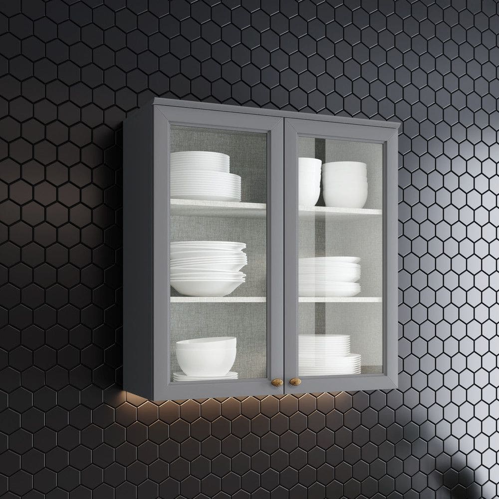 Armario Aereo 2 Portas de Vidro em MDF Americana C366 Henn