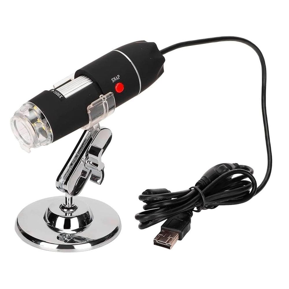 Mini Microscópio Portátil Luz Led Usb Preto