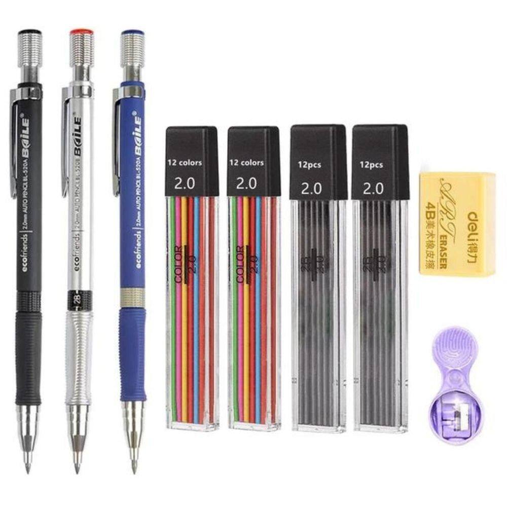 MP - Kit 3 Lapiseiras Com 2 Refil Grafite 2 R