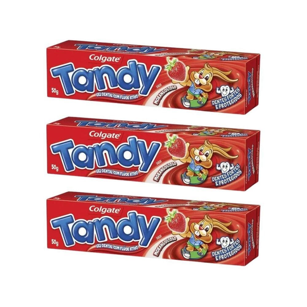 Creme Dental Tandy 50G Morango - Kit Com 3Un