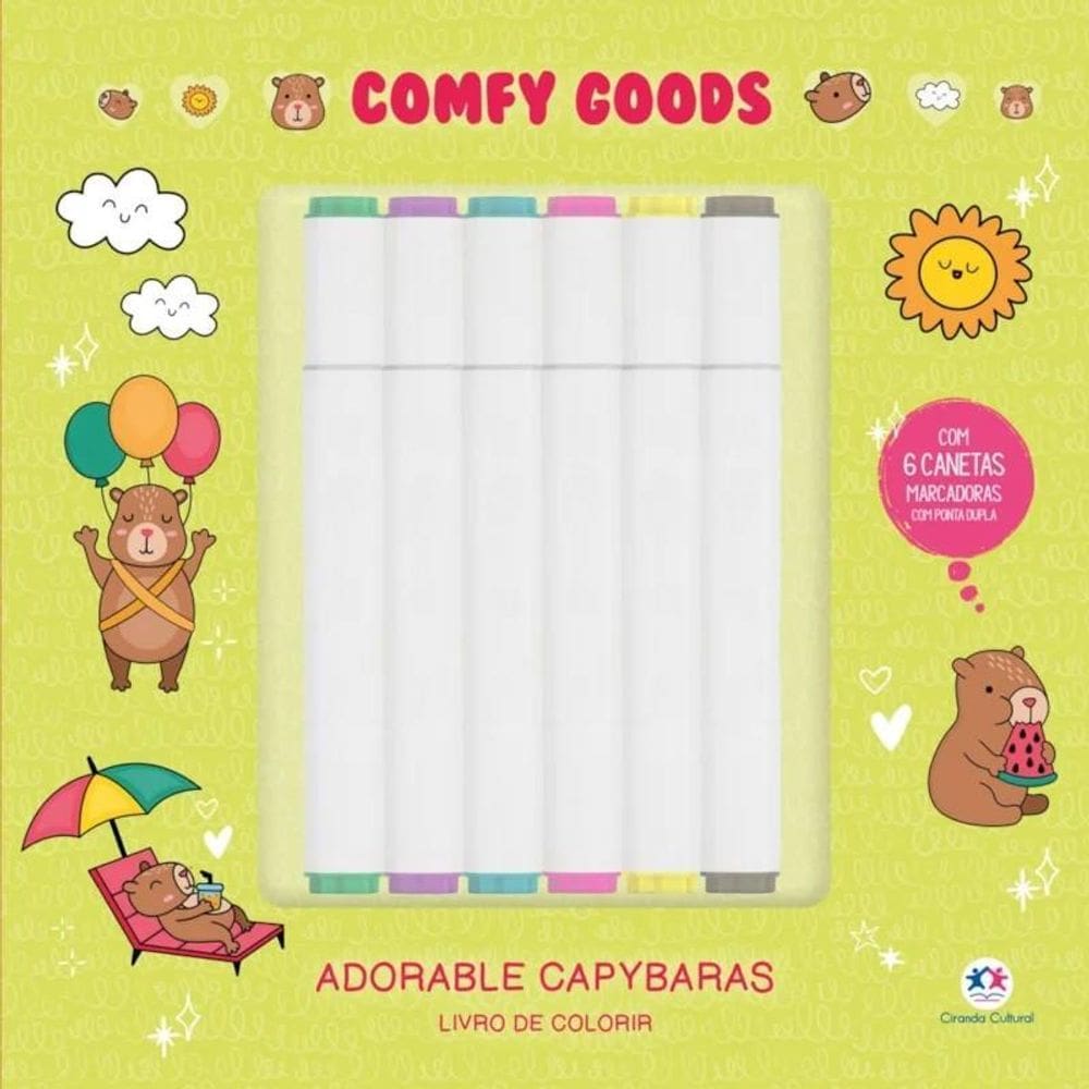 Livro De Colorir Adorable Capybaras - Com 6 Canetinhas