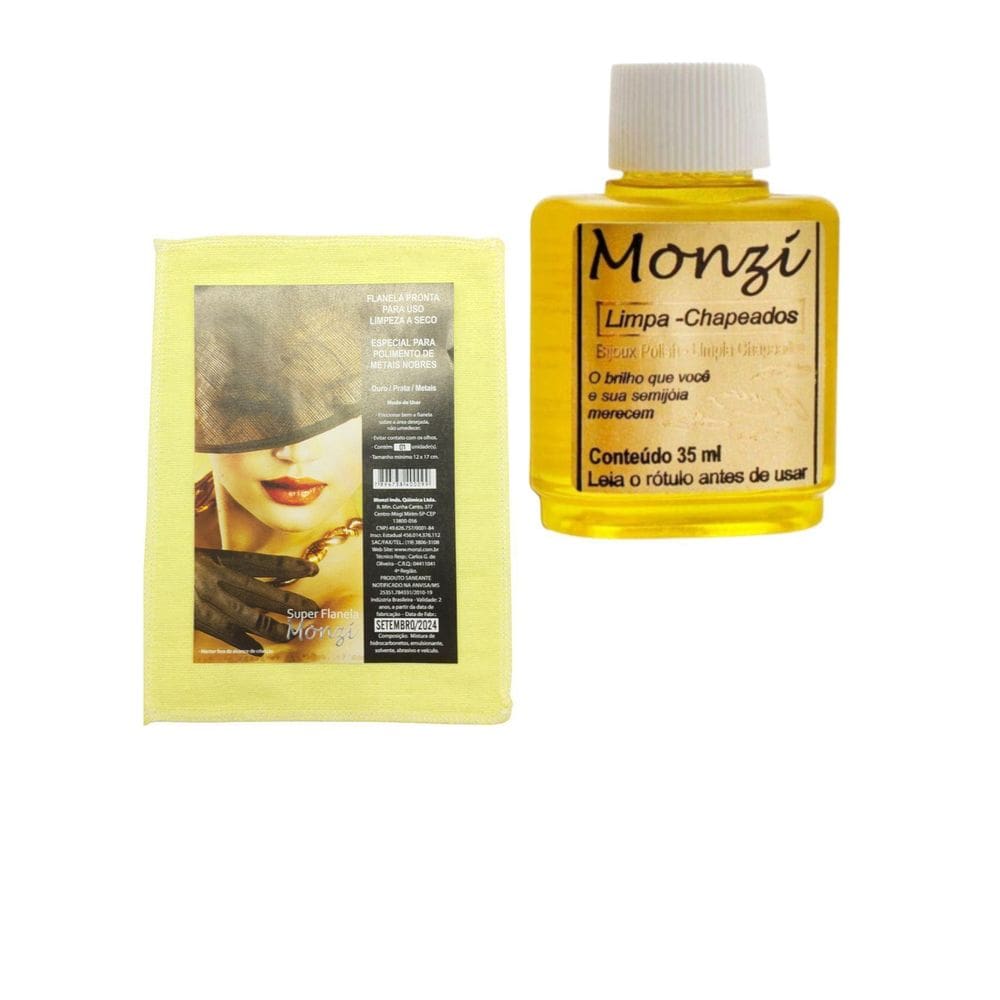 Kit 1 Limpa Chapeados Semijóia Monzi +1 Flanela Mágico Monzi