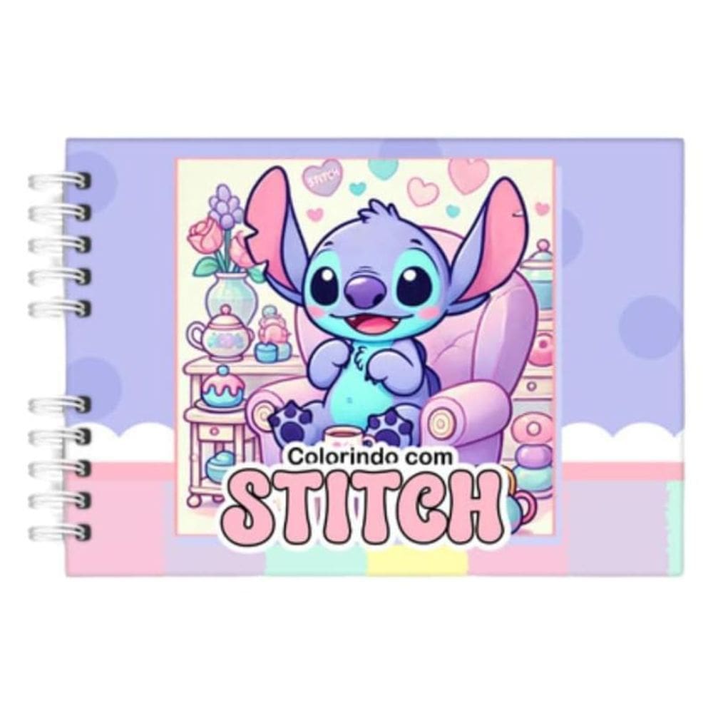 Livro Colorir Stitch Lilás Estilo Bobbie Goods Capa Dura