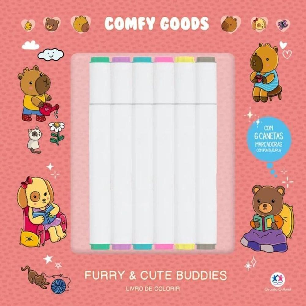 Livro De Colorir Furry And Cute Buddies - Com 6 Canetinhas