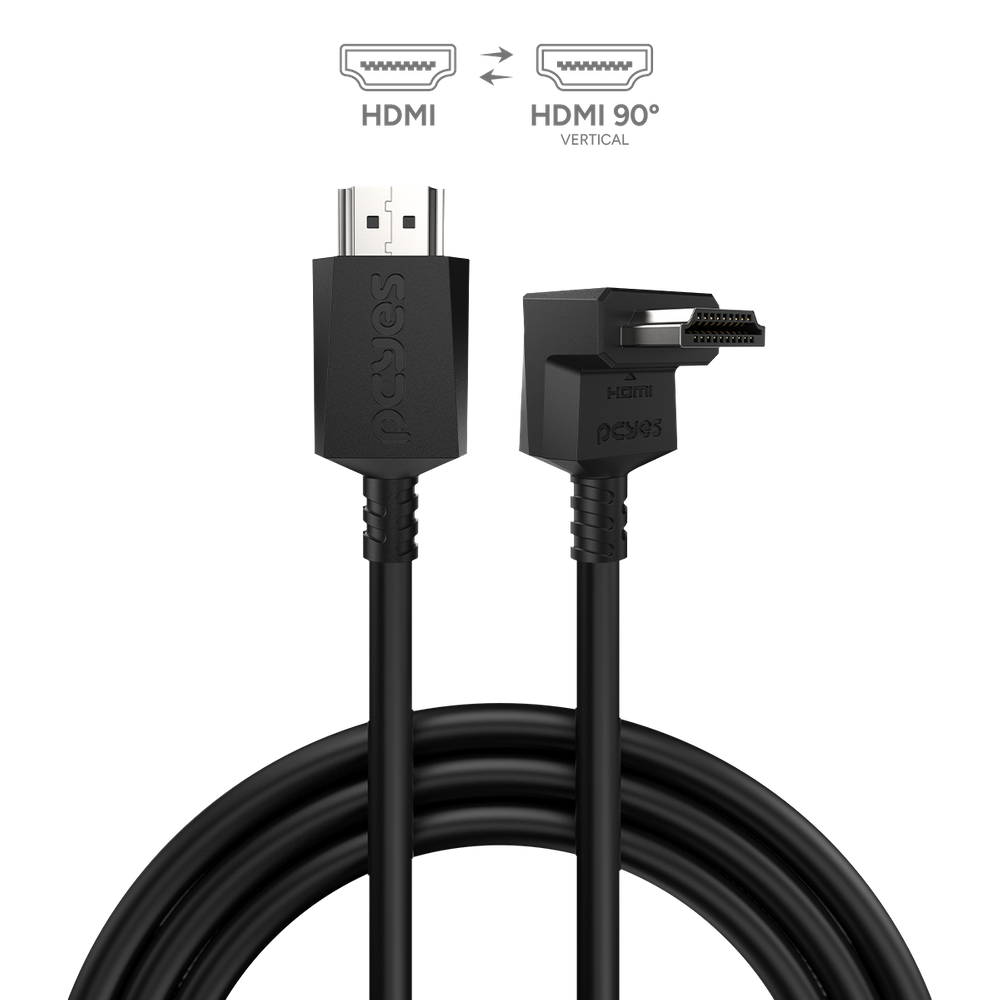 Cabo HDMI 2.1 CONEC.90º Vertical - Preto - 3 Metros - PH21-3V-E