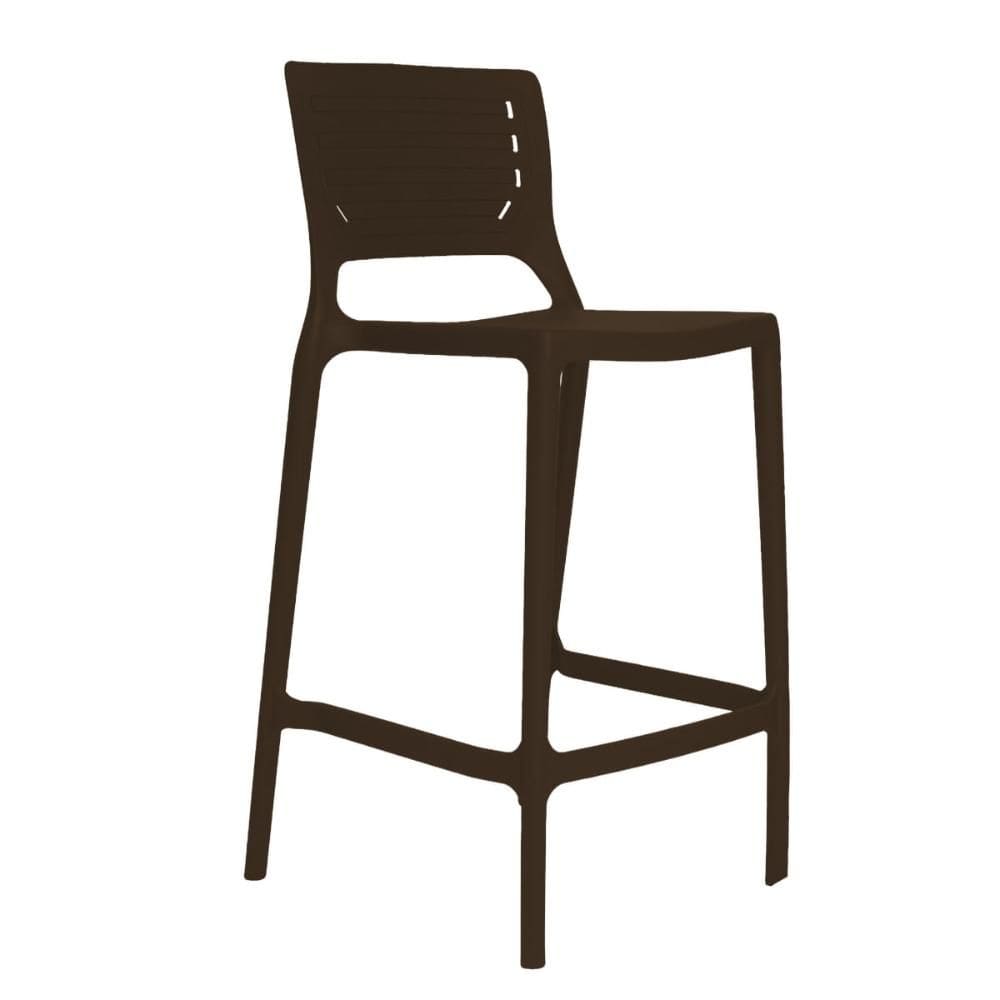 Banqueta Alta Cozinha Marrom Café Empilhável Saturno em Polipropileno Acrilys