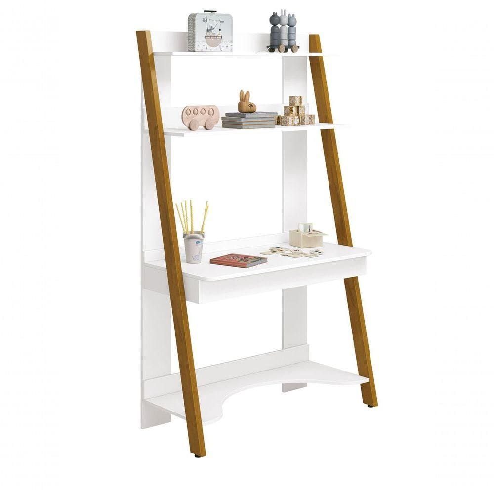 Estante Escrivaninha Simba Branco Fosco - Moveisaqui