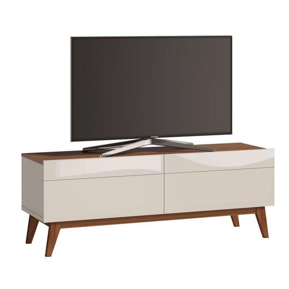 Rack Classic 2g 1.4 Off White Com Freijó - Imcal Móveis