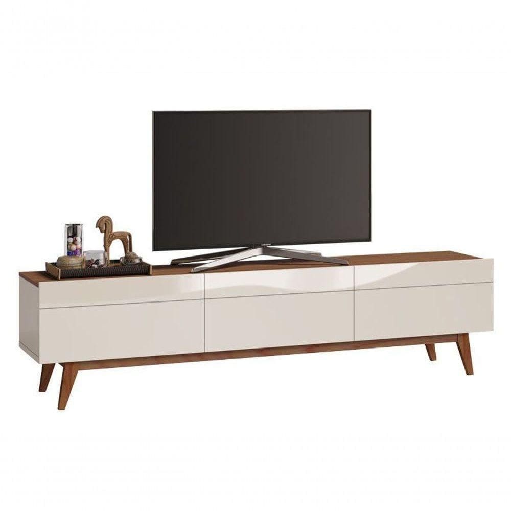 Rack Classic 3g 2.2 Off White Com Freijó - Imcal Móveis