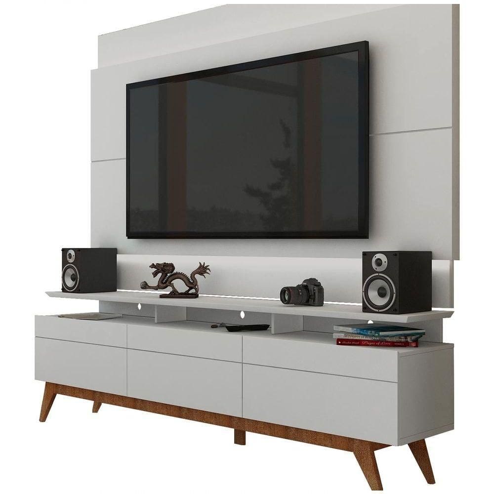 Rack Com Painel Para Tv 60 Polegadas Branco Classic +3g 2.2 Com Led - Imcal Móveis