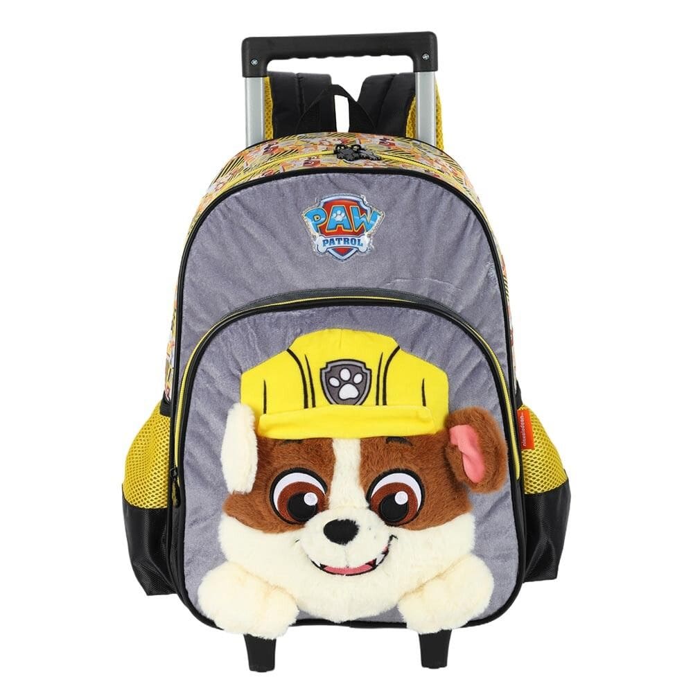 Mochila 3D de Rodinha Infantil - Pelúcia - Patrulha Canina - Rubble - Luxcel